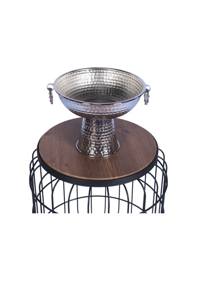 Yapay Çiçek Sitesi Metal Dekoratif Ayaklı Sunumluk Çiçeklik Küpeli Gümüş 19 Cm Gümüş