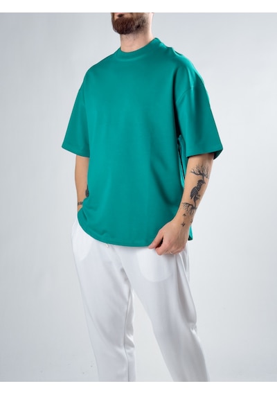 Cocopelli Erkek Yeşil Basic Oversize T-shirt Coc2914