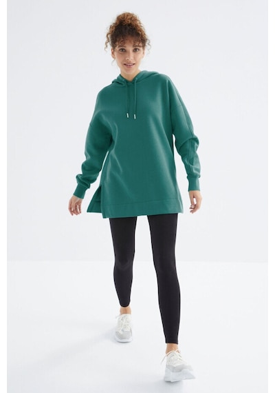 Oversize Kapüşonlu 2li Paket Yaban Gülü-deniz Yeşili Kadın Tunik Sweatshirt - 97242 Gülkurusu