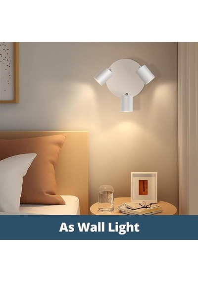 Riolight Modern3 Beyaz Mutfak,salon,giyinme Odası,cafeler İçin Gün İşiğı Metal 3lü Spot Ampul Dahil Beyaz