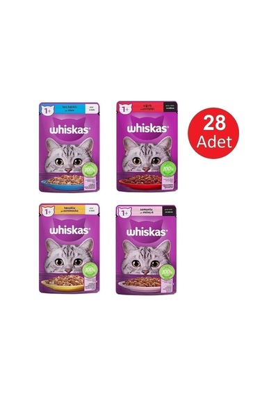 Sığır - Tavuk - Somon - Ton Balıklı Karışık Yaş Kedi Maması 28 Adet 85 Gr.