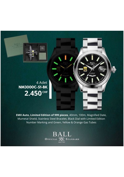 Ball Engineer Master Iı Doolittle Raiders Nm3000c-s1-bkr Otomatik Erkek Kol Saati Gümüş