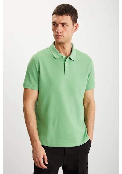 Grimelange Tarnex Erkek %100 Pamuk Kısa Kollu Regular Fit Yeşil Polo Yaka T-shirt