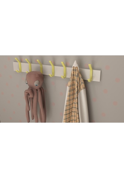 Hepsi3boyutlu Modern Duvar & Kapı Kanca Askılık - 7 Adet Sarı Kanca Askılık - Model No : 1 Sarı