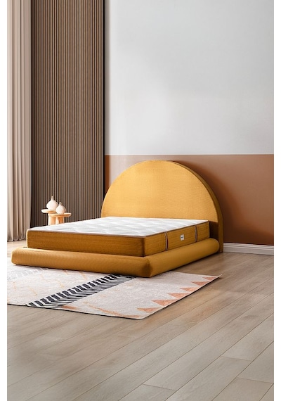 Good Night Legom Torba Yaylı Set Yatak Baza Başlık Tek Kişilik Yıkanabilir Ortopedik Hardal