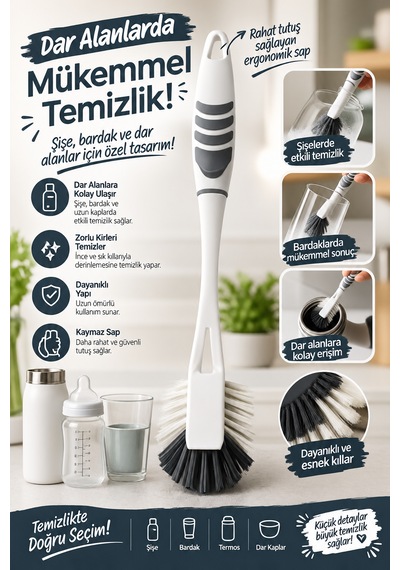 5'li Fırça Seti - Banyo, Bulaşık, Lavabo, Toz Alma Ve Halı, Yer Fırçası - Tek Set İle Tüm Işler