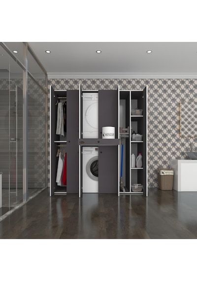 Kenzlife Çamaşır-Kurutma Makinesi Dolabı Ve Giysi Dolabı Çekmeceli Ebuzer Sağ Raf Gri 187 160 60 Banyo Çok Renkli Kenzlife Çamaşır-Kurutma Makinesi Dolabı Ve Giysi Dolabı Çekmeceli Ebuzer Sağ Raf Gri 187 160 60 Banyo Çok Renkli
