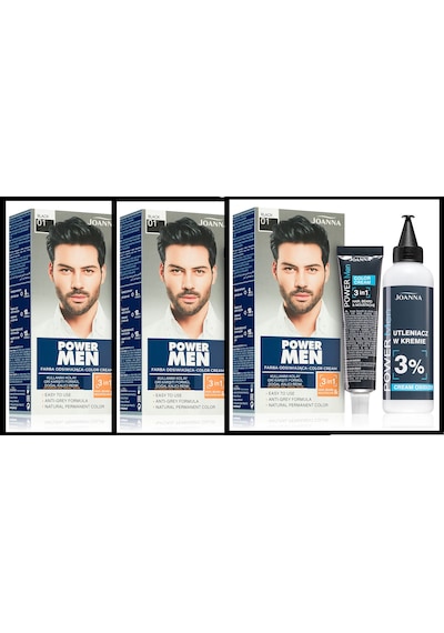 Power Men Krem Boya 3ü1 Arada Saç Sakal Bıyık 01 Siyah 3 Adet