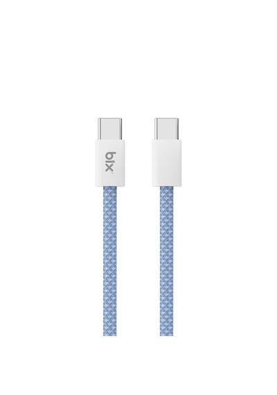 Bix T4cc 65w Usb-c To Usb-c Manyetik Tasarımlı Örgülü Hızlı Şarj Ve Data Kablosu 1 Metre Mavi