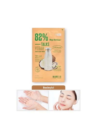 Missha Talks Vegan Squeeze Sheet Mask Besleyici&Aydınlatıcı Vegan Yaprak Maske - Mega Nutritious