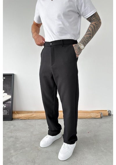 Siyah Fitilli Baggy Pantolon