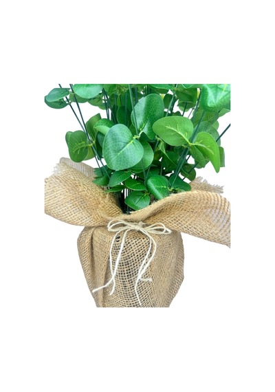 Yapay Çiçek Keten Saksıda Okaliptus Yeşil 12dal 40cm Salon Çiçeği Yapay Bitki Diğer