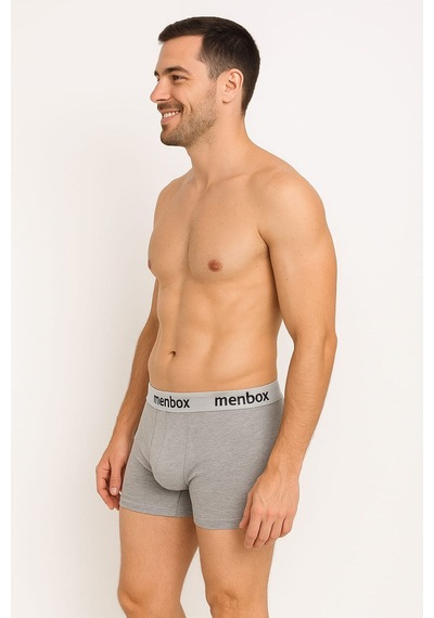 Enmodaiçgiyim 5'li Paket Gri Erkek Boxer Pamuklu Likralı, Rahat İç Giyim