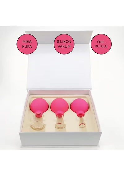 Mika Silikon Vakumlu Yüz Masaj Kupası 3'lü Set Gül Pembe Renk Mika Silikon Vakumlu Yüz Masaj Kupası 3'lü Set Gül Pembe Renk