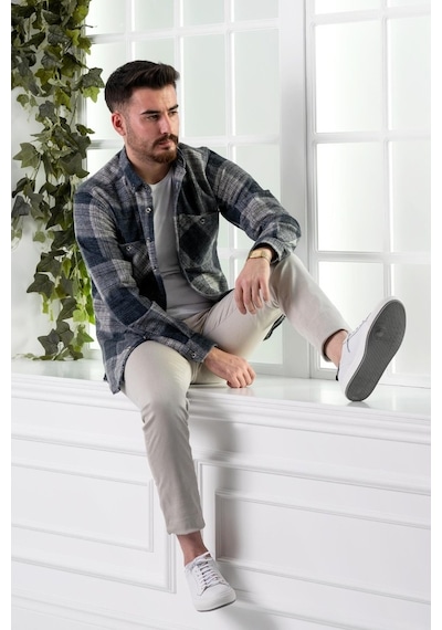 Dorss Slimfit Çift Cepli Ekoseli Erkek Oduncu Gömlek (516481561)