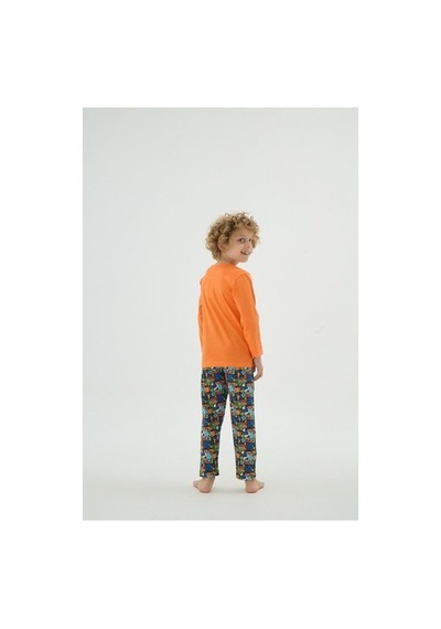 Zeyzey 8889 Erkek Ç. Baskılı Pijama Takım Turuncu/5-6yas
