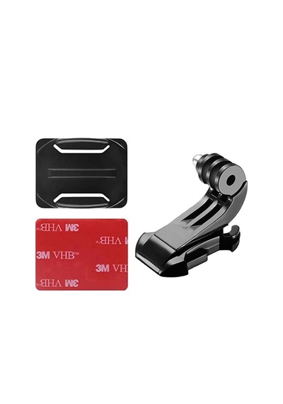 Gplus Bs03kj 3 Parça Oval Zemin Kavisli Yüzey J-hook Aksiyon Kamera 3m Yapışkan Motor Kask Bağlantı Seti Siyah