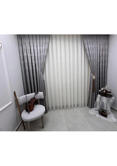 Nivemeshome Simla Gold Işıltılı 1/3 Sık Pileli Tül Perde Apm Gold
