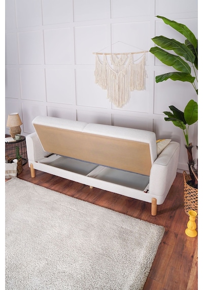 Kilim Mobilya Bohera Koltuk Üç Kişilik Koltuk Krem