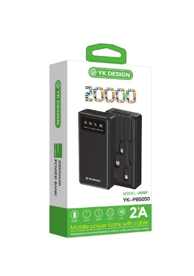 Yk Design Yk-pb5050 20000 Mah 4lü Kablolu Powerbank Siyah