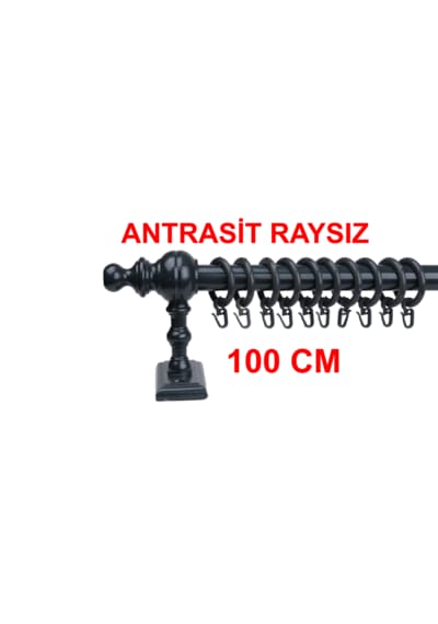 Antrasit Raysız Ahşap Rustik Perde Askısı Rustik Borusu