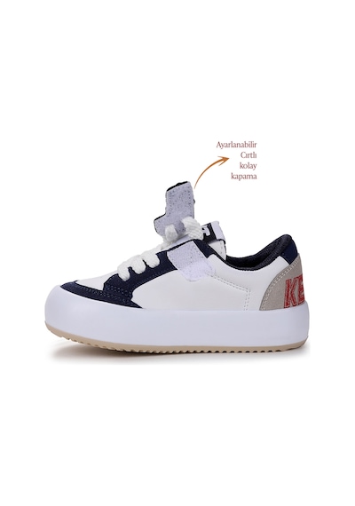 Kiko Kids Rida Günlük Cırtlı Bağcıklı Erkek Çocuk Spor Ayakkabı Beyaz - Lacivert - Kırmızı Beyaz - Lacivert - Kırmızı