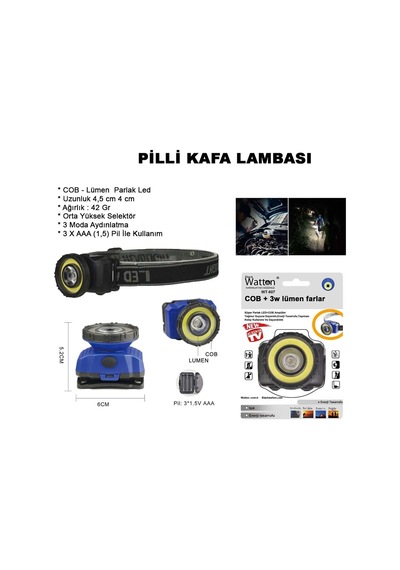 Güçlü Pilli Kafa Lambası Wt-607 Çok renkli 16506094