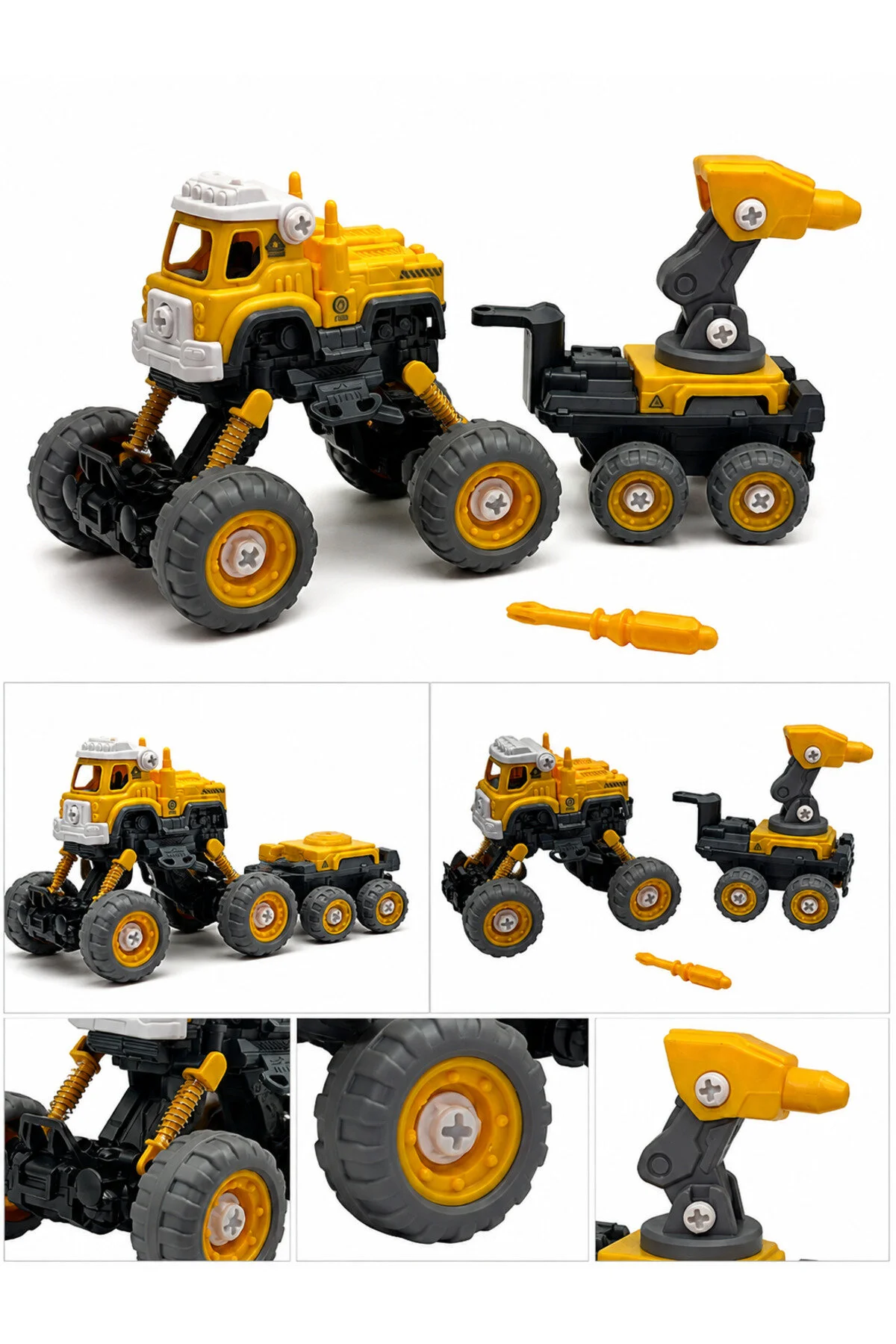 4x4 Geri Çek-bırak Kaya Kırıcılı Kamyon Dıy Oyuncak Seti, 25+ Sök-tak Parça