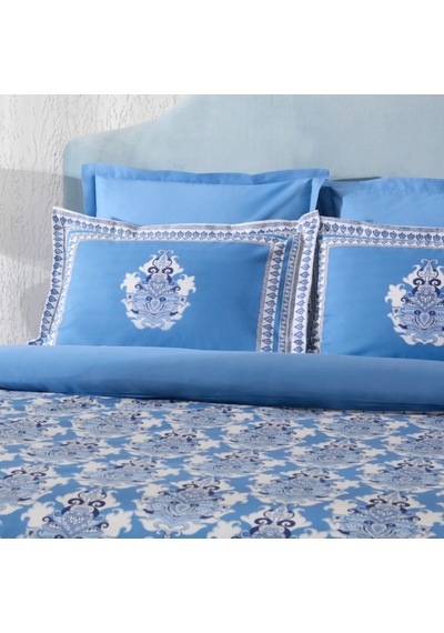 Karaca Home Casandra %100 Pamuk Çift Kişilik Nevresim Takımı Mavi Beyaz