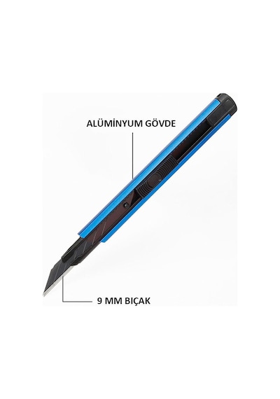 Workpro Wp212012 9mm Alüminyum Kasa Cep Askılı Maket Bıçağı Mavi