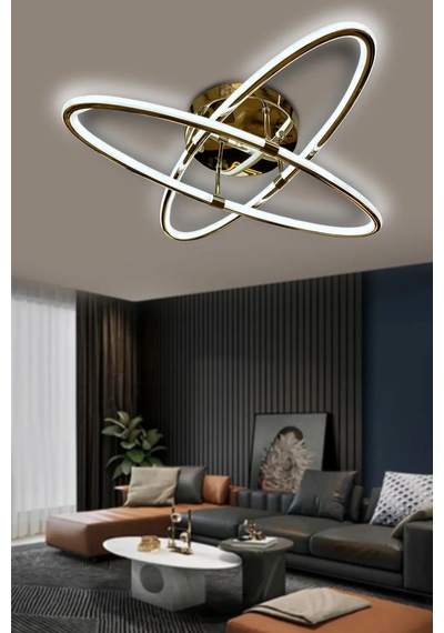 Atom 2 Kollu Çift Yönlü Kumandalı İthal Modern Yüksek Işık Güclü Led Avize - Gold Gold