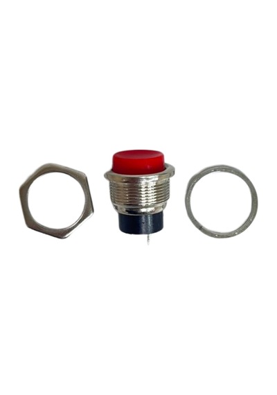 Metal Buton Yaylı 16mm Anahtar Kırmızı 10 Adet