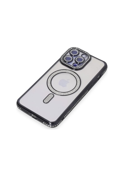 Apple Uyumlu iPhone 15 Pro Max Uyumlu Kılıf Joke Simli Magneticsafe Kılıf - Siyah