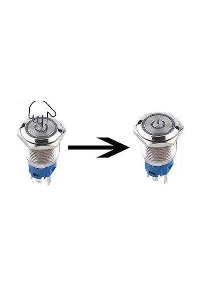 16mm Ledli Kablolu Push Tip Metal Button 12V 16mm 1NO 1NC SPDT On Off Su Geçirmez Paslanmaz Çelik