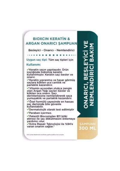 Keratin & Argan Onarıcı Şampuan300 Ml + Kertin Argan Saç Bakım Yağı Genel