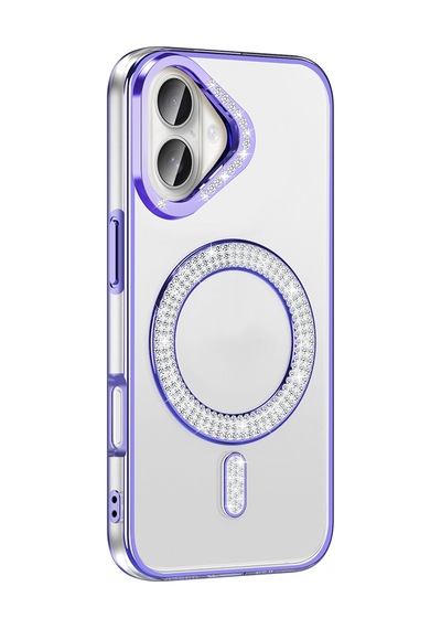 Nihcase Apple Uyumlu iPhone 16 Plus Kılıf Karetta Diamod Taş Desenli Magsafeli Kapak