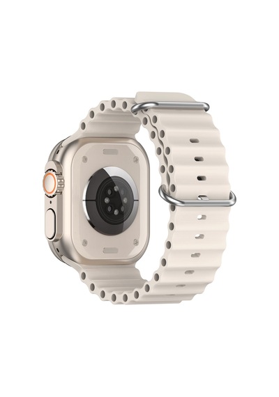 Caseonn Apple Watch Uyumlu Series 9 41mm Kordon Suya Dayanıklı Okyanus Silikon Kayış Bej
