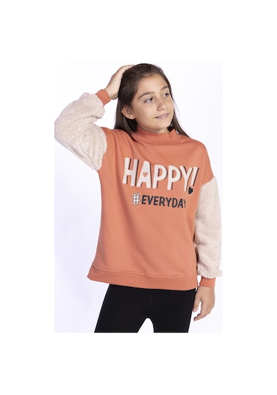 Toontoy Kız Çocuk Peluş Detaylı Baskılı Sweatshirt Lila