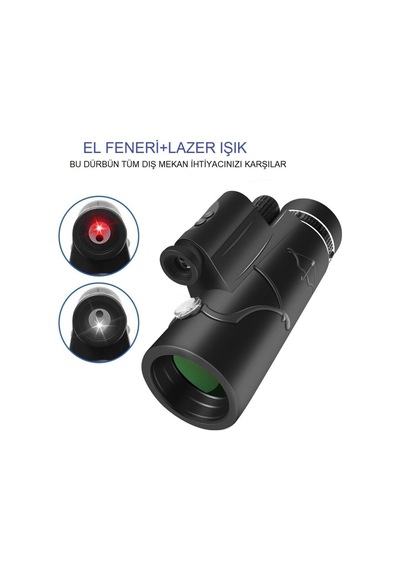 100x80 Zoom Lazer Işıklı El Fenerli Hd Teleskop Dürbün Siyah