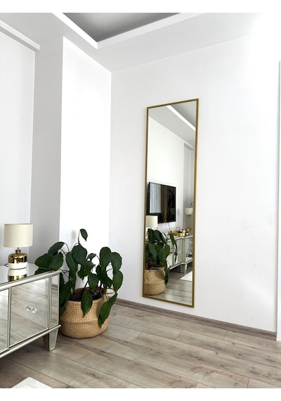 Effe Gold Metal Çerçeveli Ayaklı 180x50 Boy Aynası