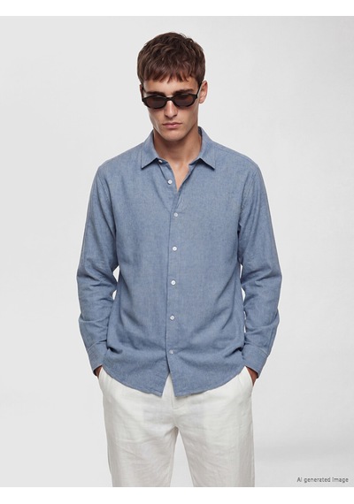Lcw Vision Mavi Regular Fit Armürlü Erkek Gömlek