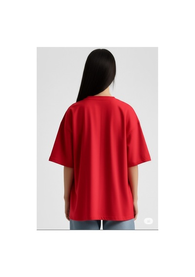 Nevermınd Unisex Renkli Graffiti Baskılı Oversize Beyaz Tişört Kırmızı Kırmızı