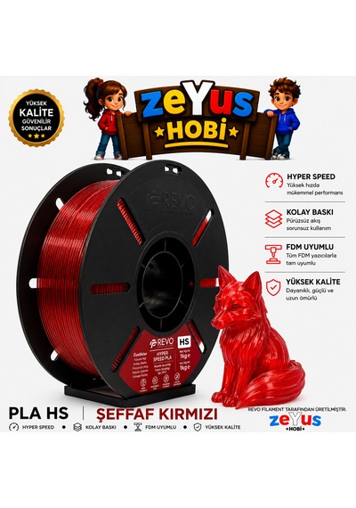 Generic Pla Hs Hyper Speed Filament Şeffaf Kırmızı 1.75 Mm 1000 Gr
