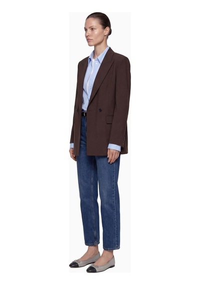 Nauvè Kruvaze Oversize Vatkalı Blazer Ceket Kahverengi