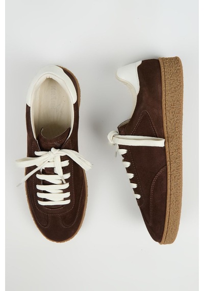 Krahe Palminteri 2 Erkek Hakiki Deri Bağcıklı Kahve-ekru Sneakers