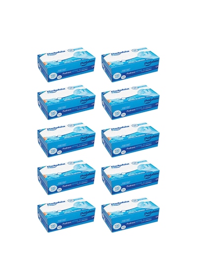 Dolphin Tek Kullanımlık Lateks Mavi Pudrasız Nitril Muayne Eldiveni Medium Orta Boy 100'lü 10 Paket