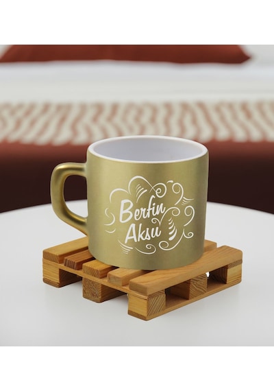 Bk Gift Kişiye Özel İsimli Gold Renkli Middle Çay & Kahve Fincanı-6, Arkadaşa Hediye, Sevgiliye Hediye, Doğum Günü Hediyesi Kobitmeyencom32554 Bk Gift