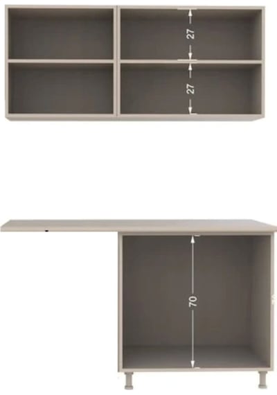 Kllos Hazır Mutfak Dolabı 140 Cm -beyaz Laminat Tezgah Dahil-bulaşık Makinesi Yeri Mevcut-mat Ceviz