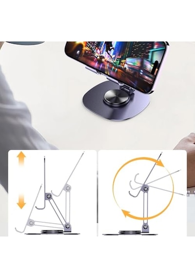 Ayrex Ht-72 Metal Masa Üstü Telefon Tutucu Alüminyum 360 Derece Dönebilir Tablet Standı Lila Diğer