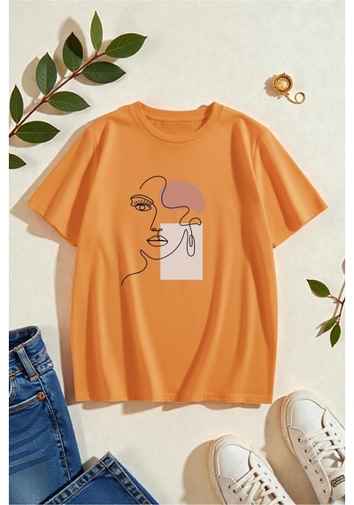 Uyguntarz Unisex Love Me More Baskılı Tasarım Tshirt Turuncu